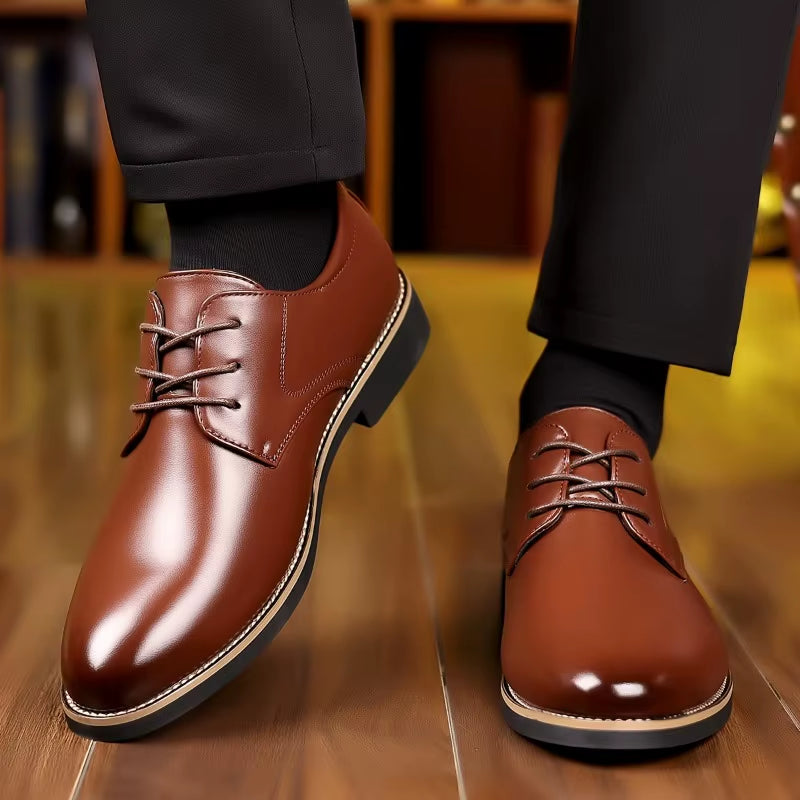New Large Size 38-48 Leather Business Men'S Dress Shoes Fashion Soft Sole Men Derby Shoes Designer Platform Male Wedding Shoes