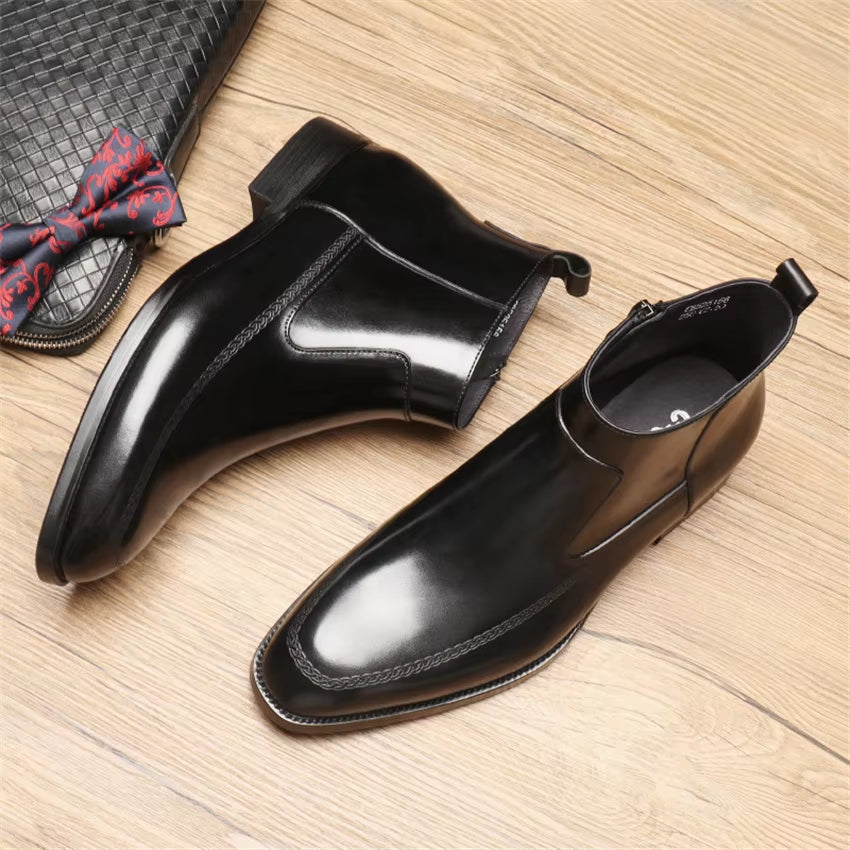 New Men'S Boots, High-Top Shoes, Leather, Handmade, Style