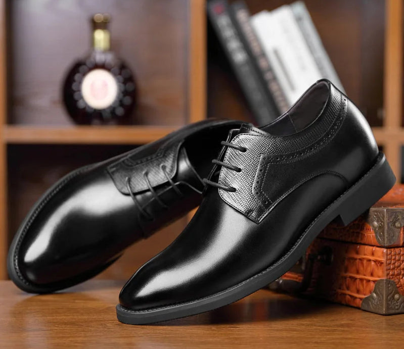 Elevator Shoes Men Leather Shoes 8Cm 6Cm Height Increasing Shoes for Man Increase Insole 6-8CM Invisible Heightening Lift Shoes