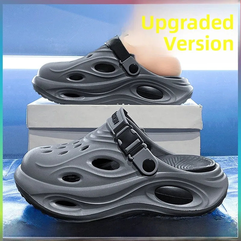 Men'S Summer Anti-Slip Deodorant Hollow Casual Slippers Driving Dual-Purpose Large Size Beach Sandals Comfortable EVA Slippers