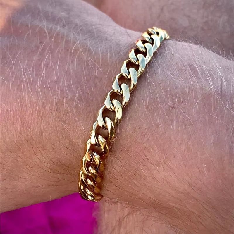 2024 New Trendy Cuban Chain Men Bracelet Classic Stainless Steel 3/5/7Mm Width Chain Bracelet for Men Women Jewelry Gift