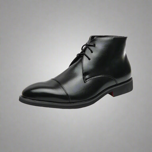 Luxury Leather Men Boots Solid Simplicity Pointed Toes Dress Leather Boots Men Fashion High Top Boots Party Mes Shoes Business