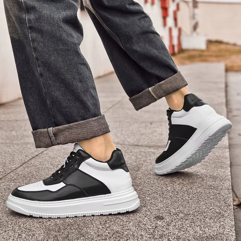 Genuine Leather Height Increasing Elevator Shoes Men Woman Breathable Height Increase Shoes 8Cm Man Sneakers Sport Casual Shoes