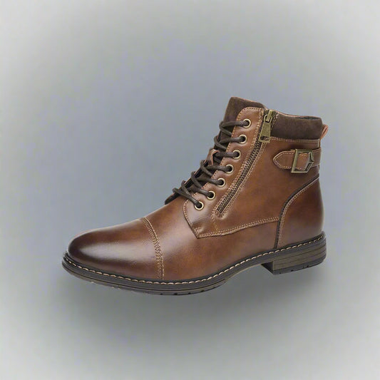 Men'S Boots Winter Fashion Botines Zip Lace-Up Ankle Boots Vintage Business Dress Shoes Leather Casual Shoes for Men