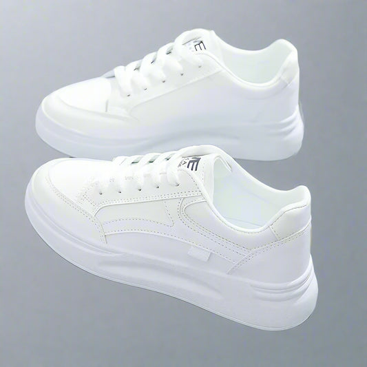 Outdoor Women Walking Shoes Skateboarding Shoes Women Sneakers PU Leather Lace-Up Breathable Jogging Casual Sneakers De Mujer