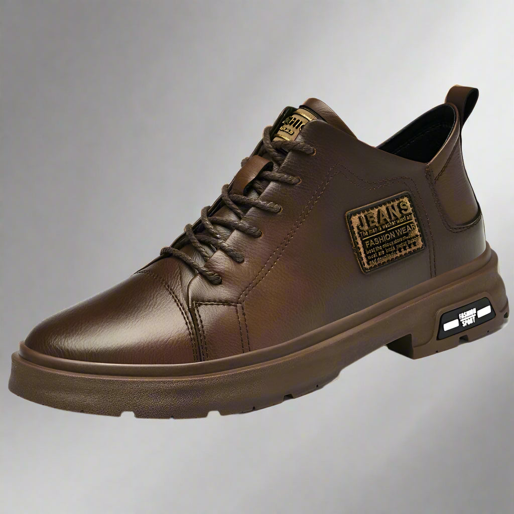 Men Genuine Leather Heightening Shoes Comfort Lace up Casual Elevator Shoes Commerce Breathable Height Increase Insole 8CM Sport