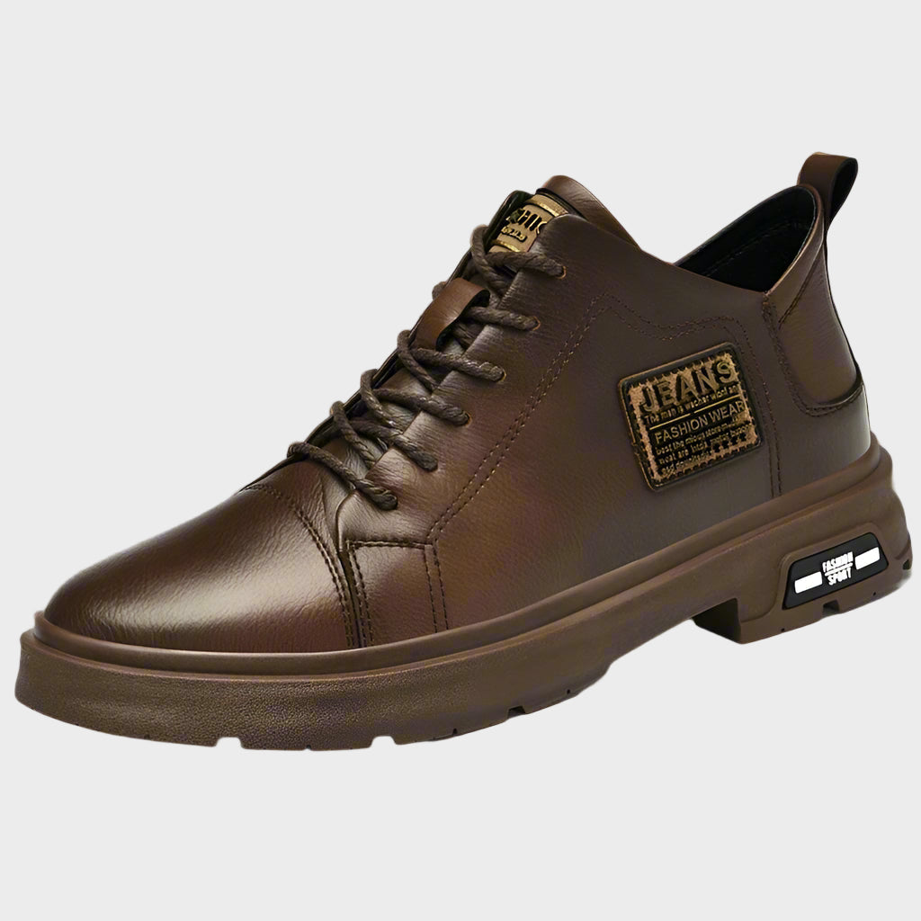 Men Genuine Leather Heightening Shoes Comfort Lace up Casual Elevator Shoes Commerce Breathable Height Increase Insole 8CM Sport