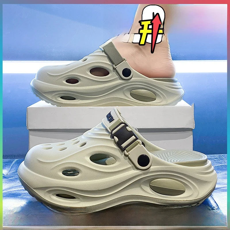 Men'S Summer Anti-Slip Deodorant Hollow Casual Slippers Driving Dual-Purpose Large Size Beach Sandals Comfortable EVA Slippers