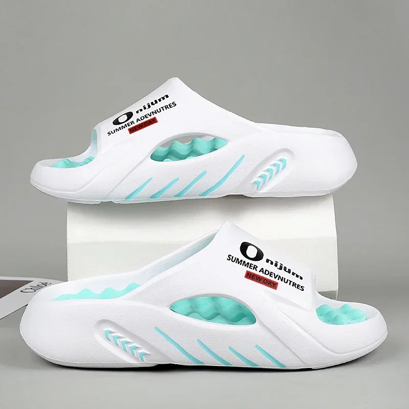 2025 New Men Massage Slippers Slides Indoor Outdoor Sandals Beach Casual Shoes Comfortable Sole Men'S Slippers Big Size 38-47