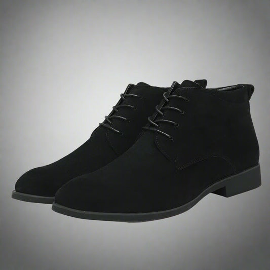 Men'S Casual High-Top Leather Boots Fashionable Korean Style Breathable Cow Suede Winter Rubber Bottom Adult Shoes