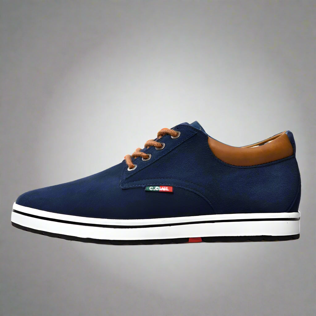 Men Shoes Elevator Sneakers Height Increase Insole 6CM Sport Black Blue Brown