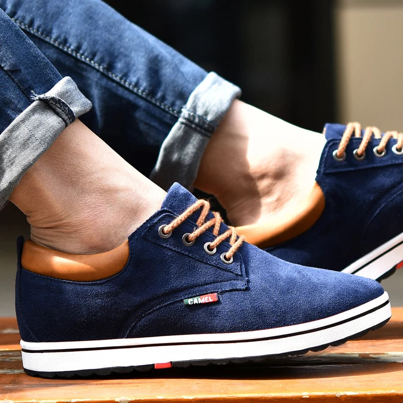 Men Shoes Elevator Sneakers Height Increase Insole 6CM Sport Black Blue Brown