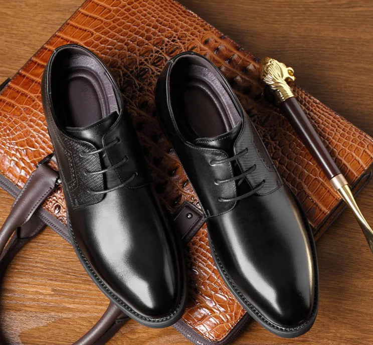 Elevator Shoes Men Leather Shoes 8Cm 6Cm Height Increasing Shoes for Man Increase Insole 6-8CM Invisible Heightening Lift Shoes