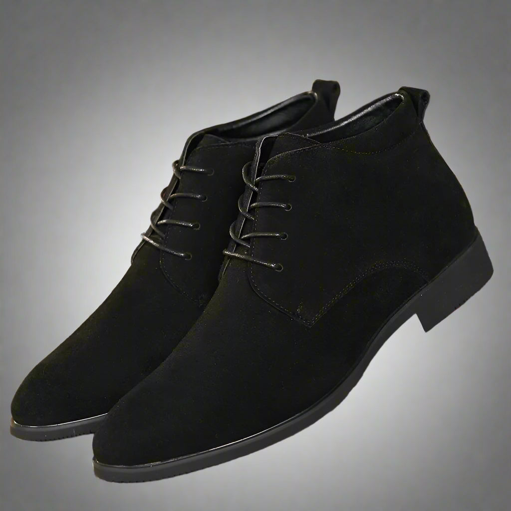 Men'S Casual High-Top Leather Boots Fashionable Korean Style Breathable Cow Suede Winter Rubber Bottom Adult Shoes