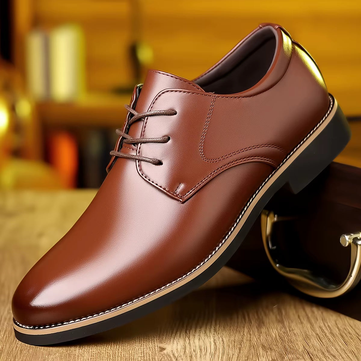 New Large Size 38-48 Leather Business Men'S Dress Shoes Fashion Soft Sole Men Derby Shoes Designer Platform Male Wedding Shoes
