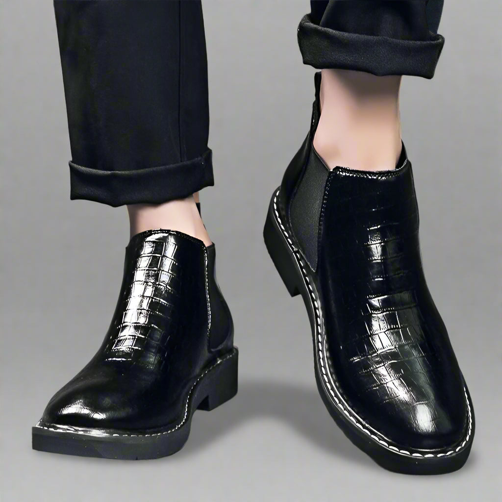 Ankel Boots Men Leather Outdoor Height Increase Insole 6Cm Man Elevator Shoes plus Size 38-48