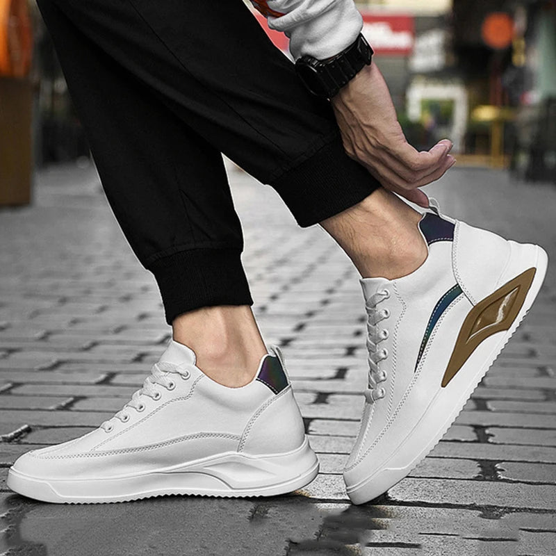 New Men Elevator Shoes 4/6/8CM Invisible Inner Heightening Shoe High Quality Genuine Leather Cowhide Outdoor Casual Sports Shoes