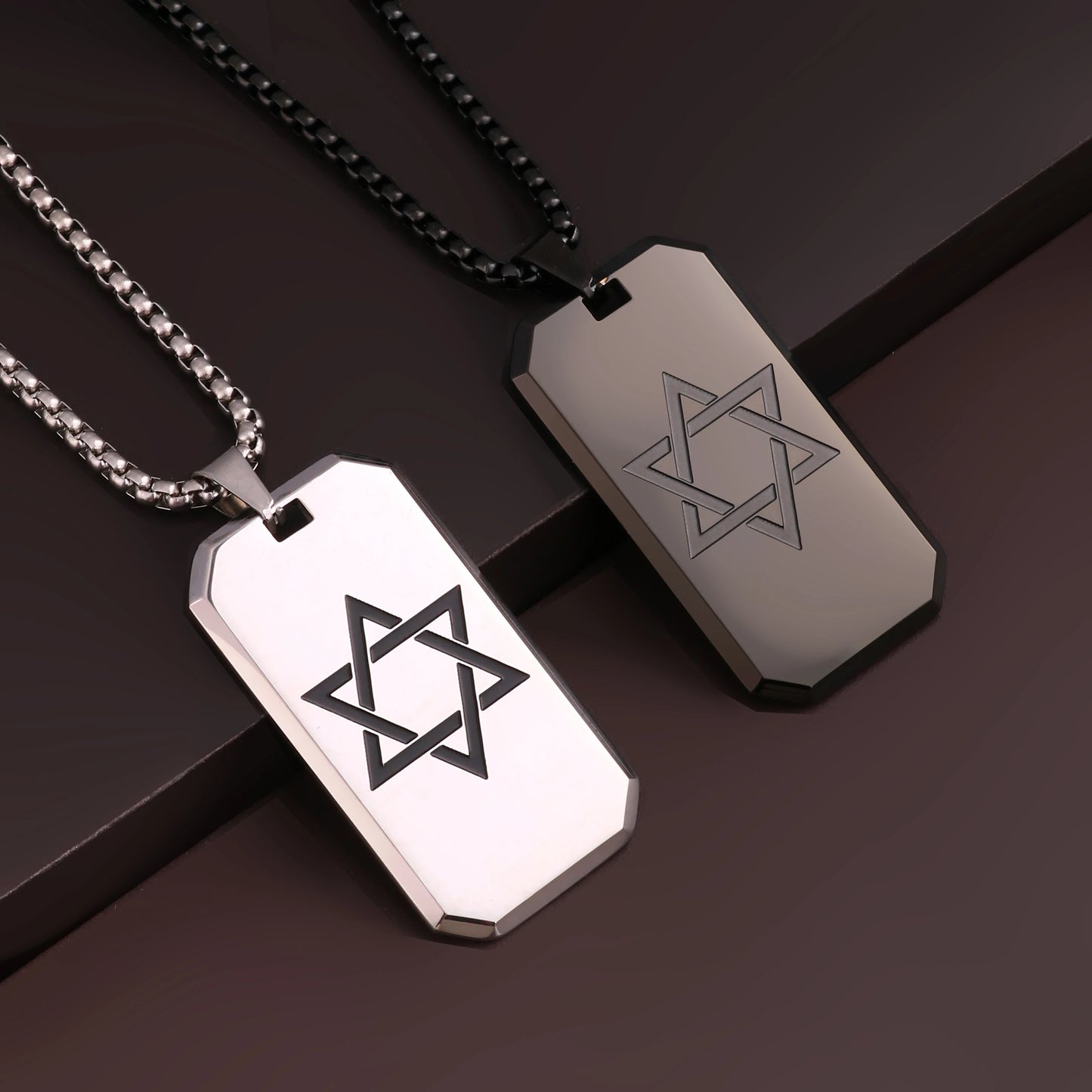 1PC Stainless Steel Minimalism Jewish Star of David Necklace for Men Geometric Six Pointed Star Spiritual Necklace Men Jewelry
