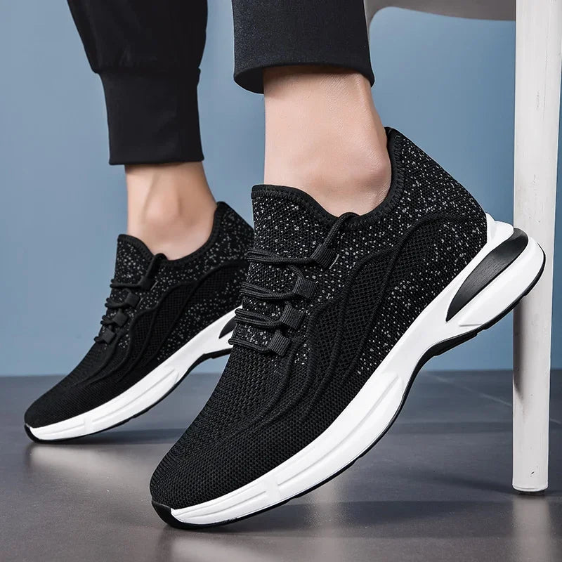 Flying Woven 6/8/10Cm Height Increasing Shoes Men High Quality Breathable Causal Sneakers Male Non-Slip Jogging Walking Shoes