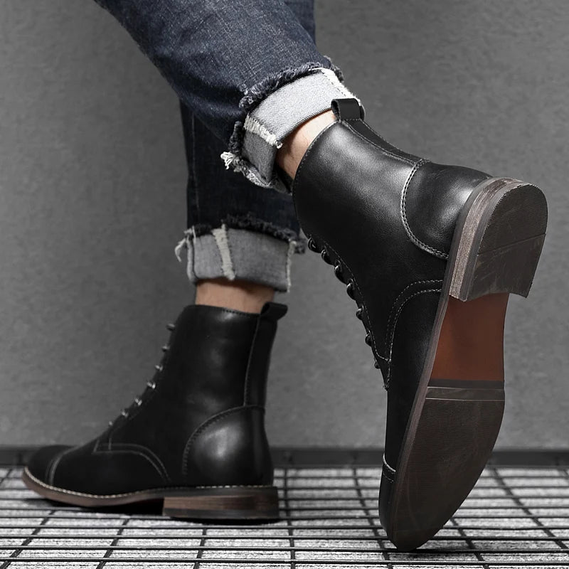 2025 Elevator Shoes Men Western Boots 8CM Height Increasing Shoes Man Increased Inner Invisible Heightening Men'S Lift Shoes