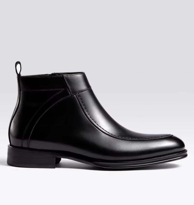 New Autumn and Winter Men'S High-Top Leather Shoes, Business Casual Leather Boots, Genuine Leather British Chelsea Men'S Shoes,