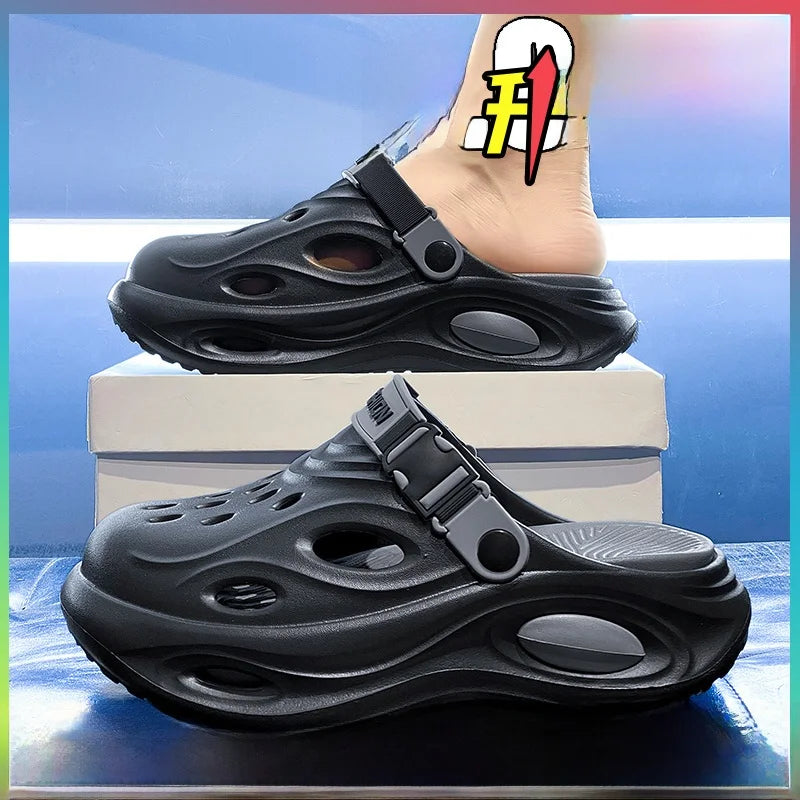Men'S Summer Anti-Slip Deodorant Hollow Casual Slippers Driving Dual-Purpose Large Size Beach Sandals Comfortable EVA Slippers