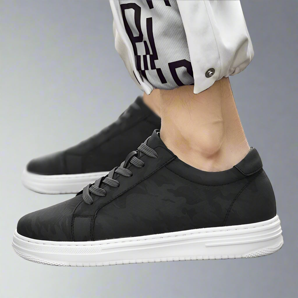 Breathable Outdoor Elevator Sneakers Men'S Shoes PU Leather Increased 6Cm Casual Shoes Walking Shoes Men'S Elevator Sneakers