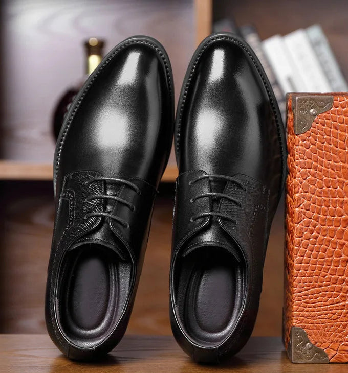 Elevator Shoes Men Leather Shoes 8Cm 6Cm Height Increasing Shoes for Man Increase Insole 6-8CM Invisible Heightening Lift Shoes