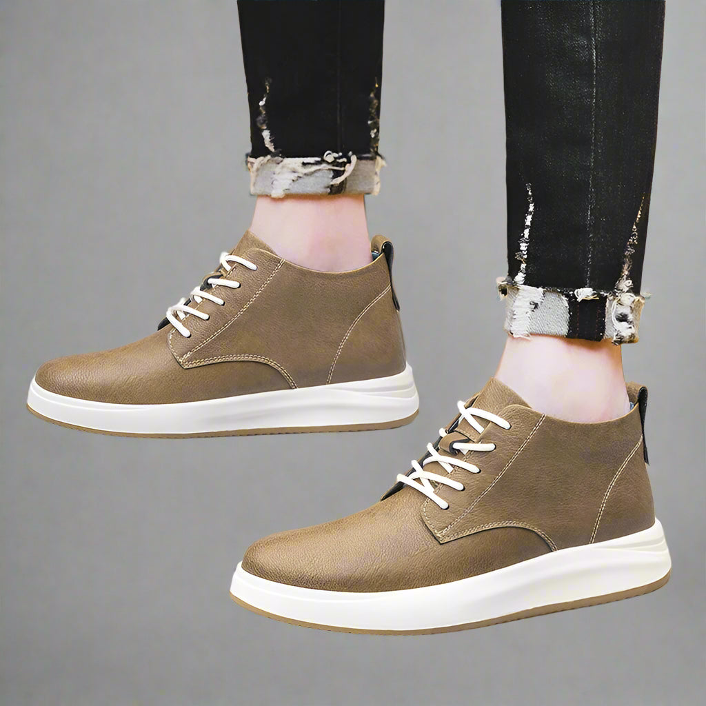 Men'S Genuine Leather Casual Sports Shoes 2025 New Elevator Shoes 8Cm 6Cm Height-Enhancing Shoes Men'S Tall Male Designer