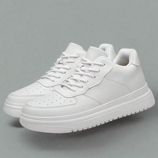 PDEP New Height Increasing Shoes for Men 10Cm Invisible Elevator Sneakers White Leathe Sport Zapatillas De Hombre Big Size 46