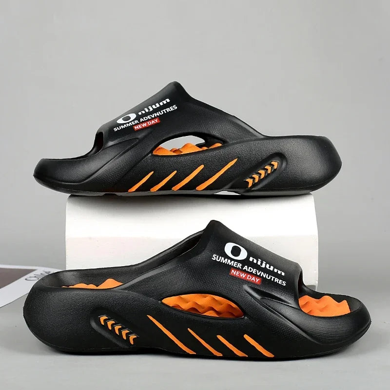 2025 New Men Massage Slippers Slides Indoor Outdoor Sandals Beach Casual Shoes Comfortable Sole Men'S Slippers Big Size 38-47
