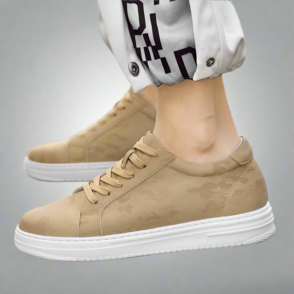 Breathable Outdoor Elevator Sneakers Men'S Shoes PU Leather Increased 6Cm Casual Shoes Walking Shoes Men'S Elevator Sneakers