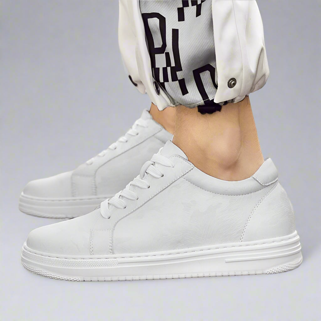 Breathable Outdoor Elevator Sneakers Men'S Shoes PU Leather Increased 6Cm Casual Shoes Walking Shoes Men'S Elevator Sneakers