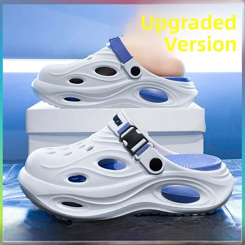 Men'S Summer Anti-Slip Deodorant Hollow Casual Slippers Driving Dual-Purpose Large Size Beach Sandals Comfortable EVA Slippers