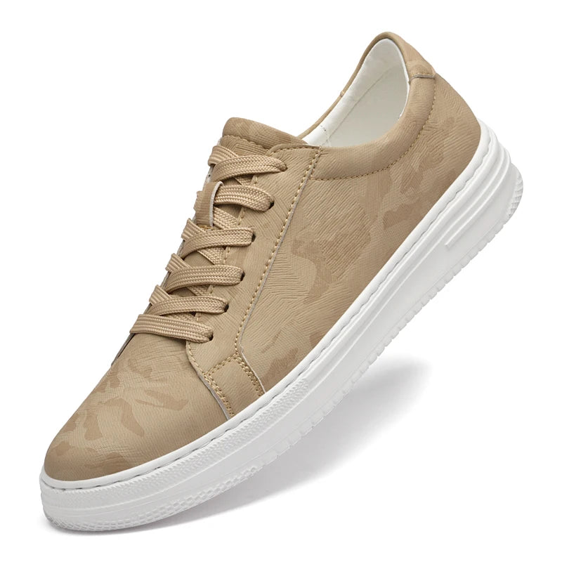 Breathable Outdoor Elevator Sneakers Men'S Shoes PU Leather Increased 6Cm Casual Shoes Walking Shoes Men'S Elevator Sneakers