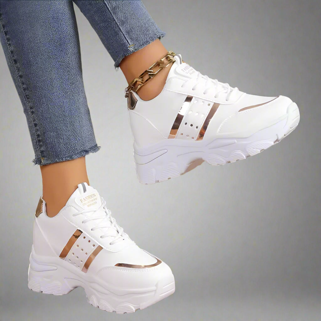 Women'S Sneakers Summer Wedge Casual Shoes PU Leather Lace up 2025 Womes Vulcanized New Outdoor Sneakers Anti-Slip Zapatillas