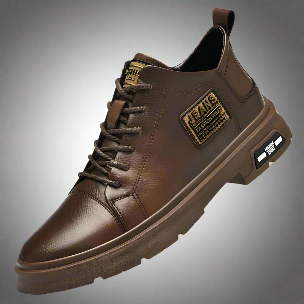 Men Genuine Leather Heightening Shoes Comfort Lace up Casual Elevator Shoes Commerce Breathable Height Increase Insole 8CM Sport