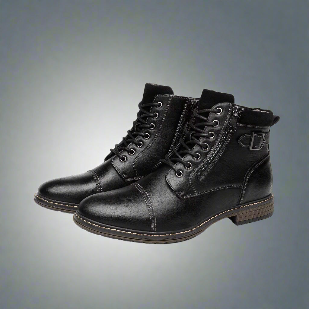 Men'S Boots Winter Fashion Botines Zip Lace-Up Ankle Boots Vintage Business Dress Shoes Leather Casual Shoes for Men