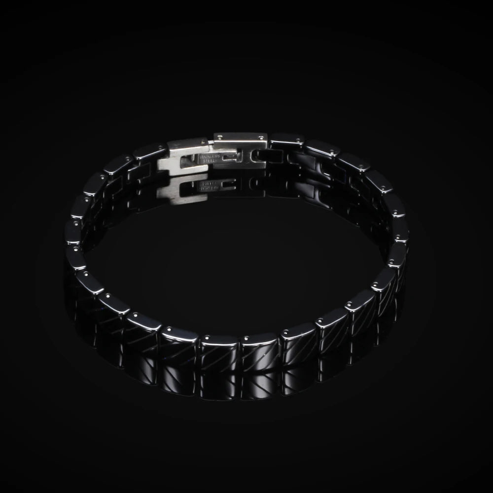 New Fashion Ceremic Bangle Bracelets 316L Stainless Steel Toggle-Clasps Black and White Colors Men Jewelry Never Fade