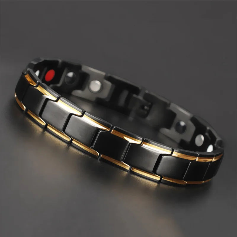 Hot Sale Luxury Fashion Health Energy Bracelet Men Stainless Steel Bio Magnetic Anti-Fatigue Anti-Radiation Bracelets Jewelry