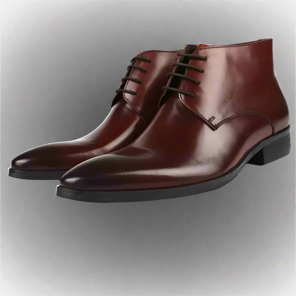 New Men'S Leather Short Boots High Top Work Shoes Comfortable Cow Leather Ankle Boots with Lace-Up Closure Winter Season