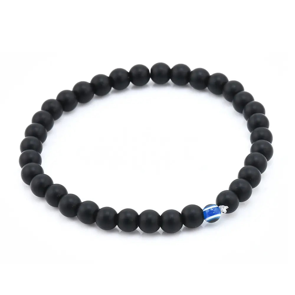 Turkish Evil Eyes Bracelet Black Natural Stone Beads Obsidian Men Braslet for Women Men Yoga Hand Jewelry Accessories 1/3Pcs