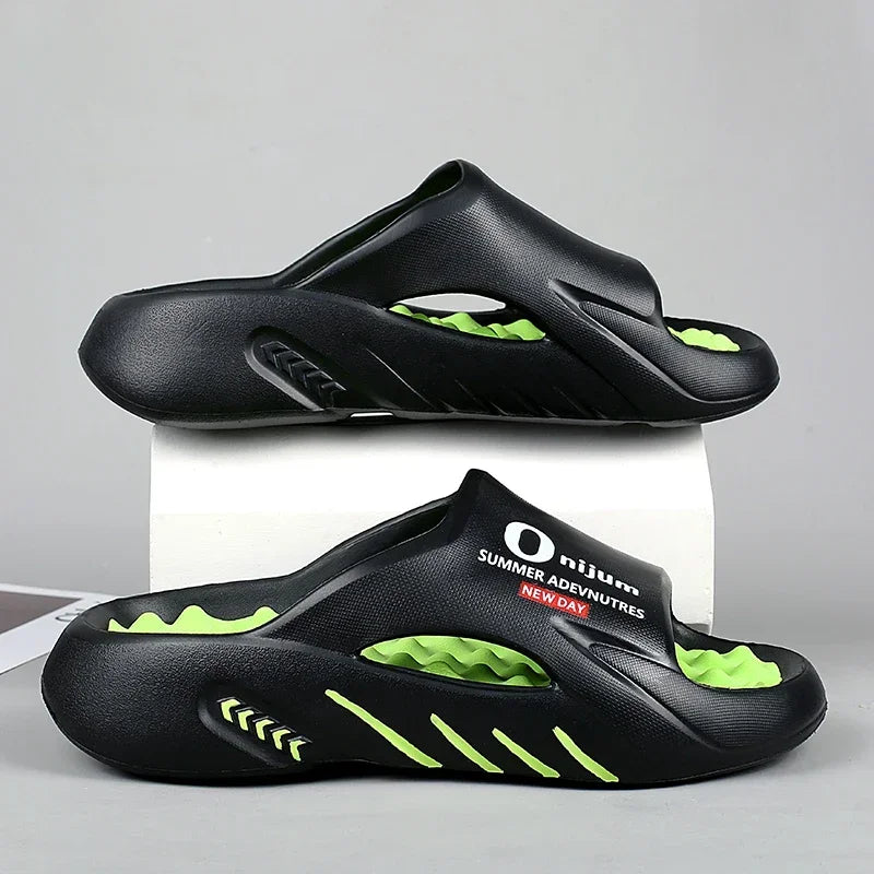 2025 New Men Massage Slippers Slides Indoor Outdoor Sandals Beach Casual Shoes Comfortable Sole Men'S Slippers Big Size 38-47