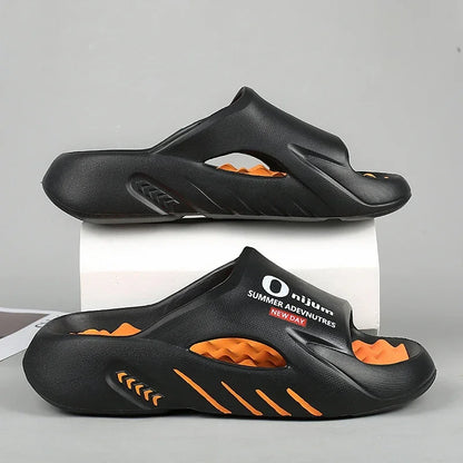 2025 New Men Massage Slippers Slides Indoor Outdoor Sandals Beach Casual Shoes Comfortable Sole Men'S Slippers Big Size 38-47