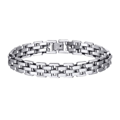 Thick Masculine Wtach Band Link Bracelets for Men, 11Mm Stainless Steel Handmade Link Wristband, Gentle Punk Gift for Him