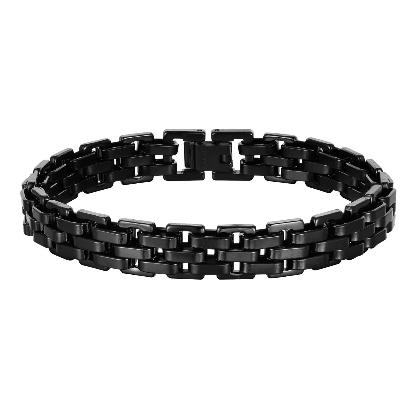 Thick Masculine Wtach Band Link Bracelets for Men, 11Mm Stainless Steel Handmade Link Wristband, Gentle Punk Gift for Him