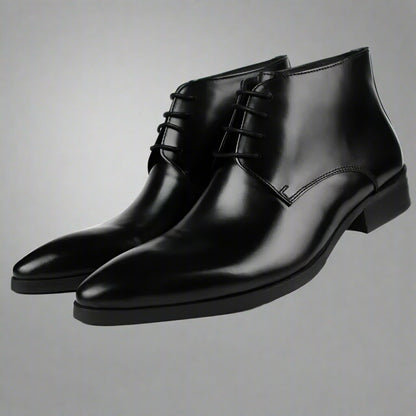 New Men'S Leather Short Boots High Top Work Shoes Comfortable Cow Leather Ankle Boots with Lace-Up Closure Winter Season