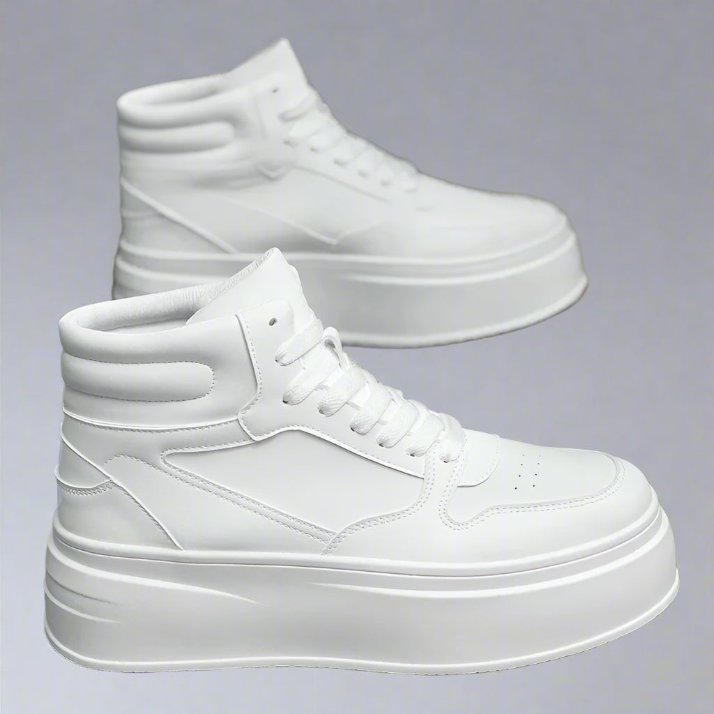 New Autumn/Winter Men'S Casual Sneakers 12Cm Increased Height 10Cm Thick Sole White Shoes High Top Rubber Base Male Footwear