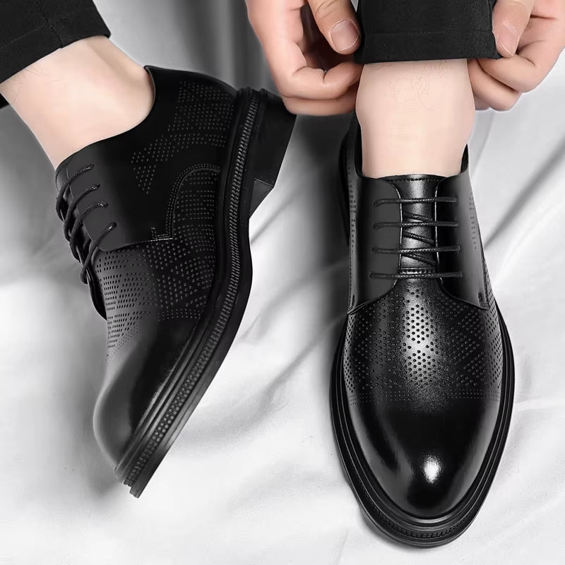 Hollow Out Elevator Shoes Men Dress Shoes 3/6/8 Cm Formal Shoes Spring/Summer Classic Business Luxury Men Oxfords Lift Suit Shoe