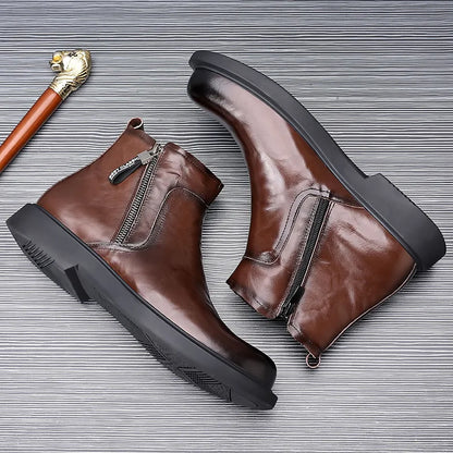 Fashion Genuine Leather Ankle Boots for Men Autumn Winter Velvet Warm Men'S Chelsea Boots New Designer Casual Dress Shoes Man